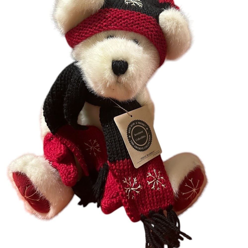 Boyds Bears & Friends Collectible Teddy Bear with Red and Black Knit Outfit